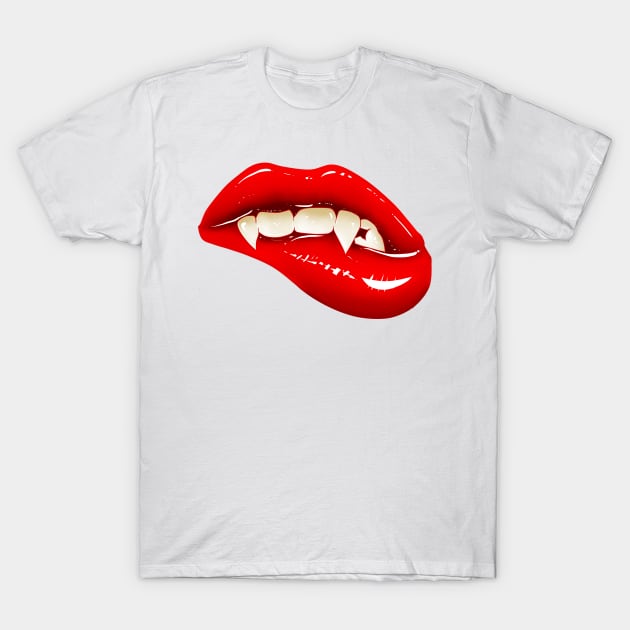 Red Vampire lips T-Shirt by akerly